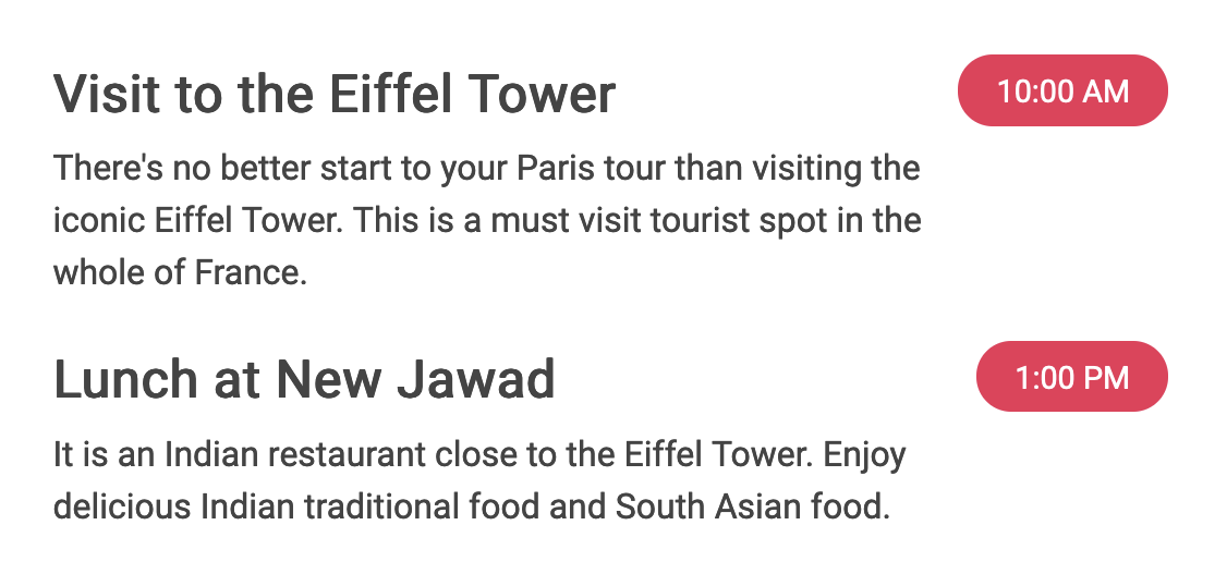 Itinerary
