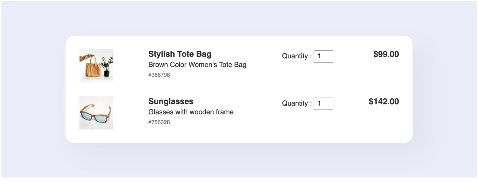 Shopping Cart Summary
